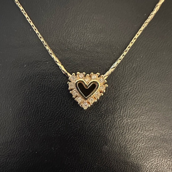 Vintage Dior Gold Diamond Heart Necklace - Picture 4 of 7